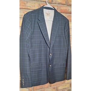 Original Penguin- dark navy & blue plaid jacket- size 42R/L- 2 button- excellent